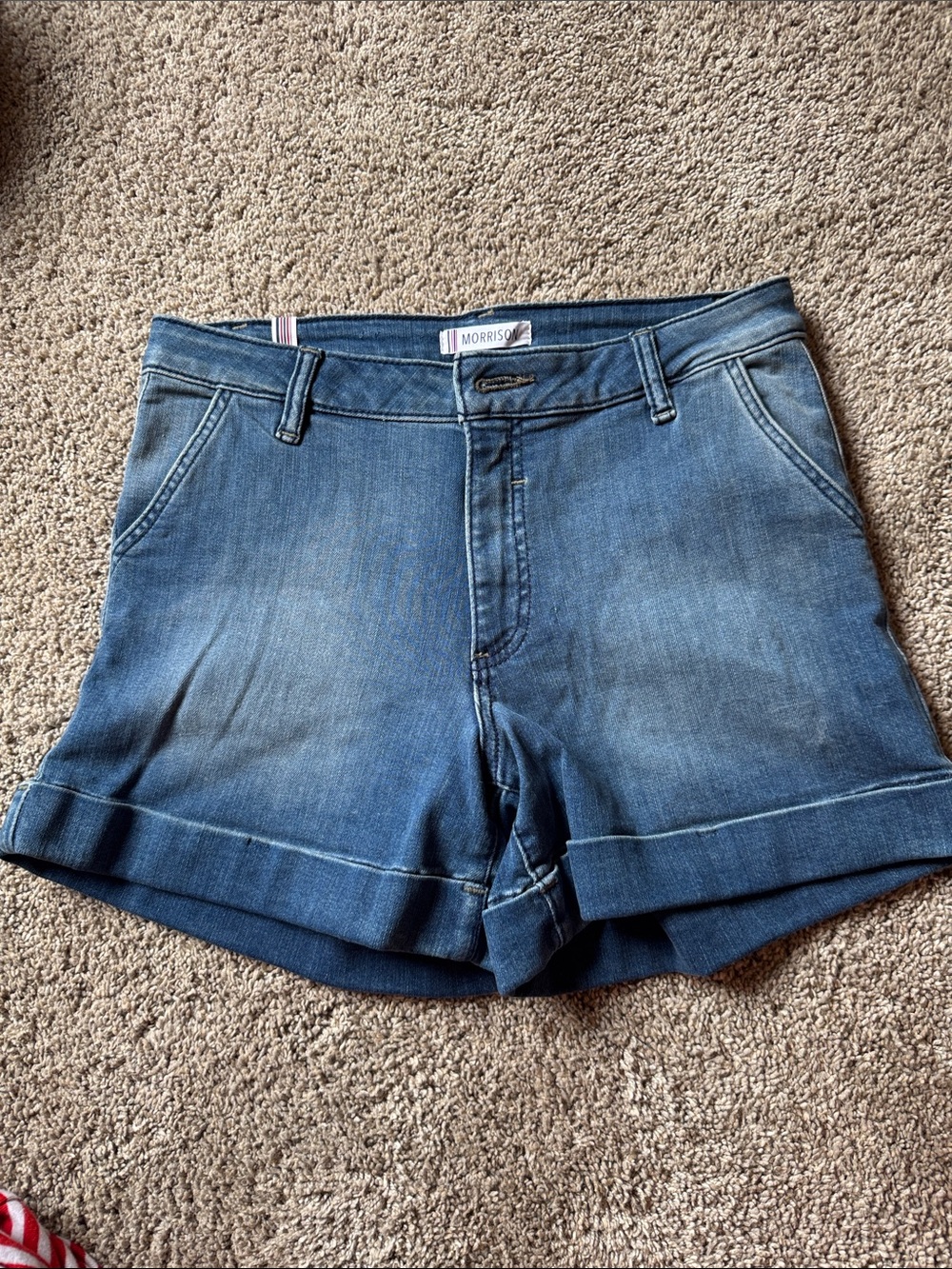Women's Denim Rolled Hem Shorts in Medium Blue